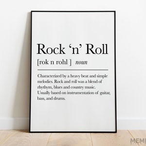 Rock N Roll Definition Print, Music Wall Decor, Rock decor, Rock&#39;N&#39;Roll Sign, Rock Music Poster