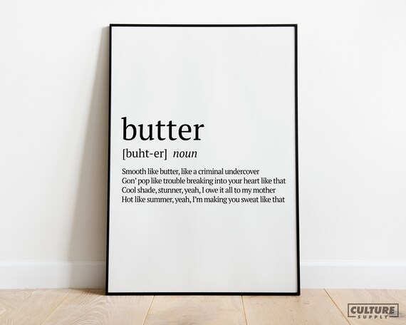 Butter BTS Poster Lyrics Song Lyrics Print Printable Kpop 