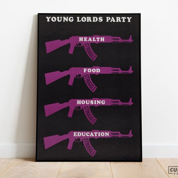 Young Lords Party Poster | Liberate Puerto Rico Print | Revolution Propaganda Decor Wall Art |