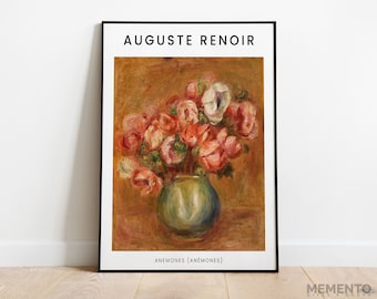 Pierre-Auguste Renoir Anemonen Print, Fine Art Premium Print, Giclée Printing, 1909 Impressionisme, Olieverf bloem schilderij