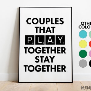 Couples That Play Together Stay Together Print | Board Game Poster | Game Artwork Gift | Board Game Accessories