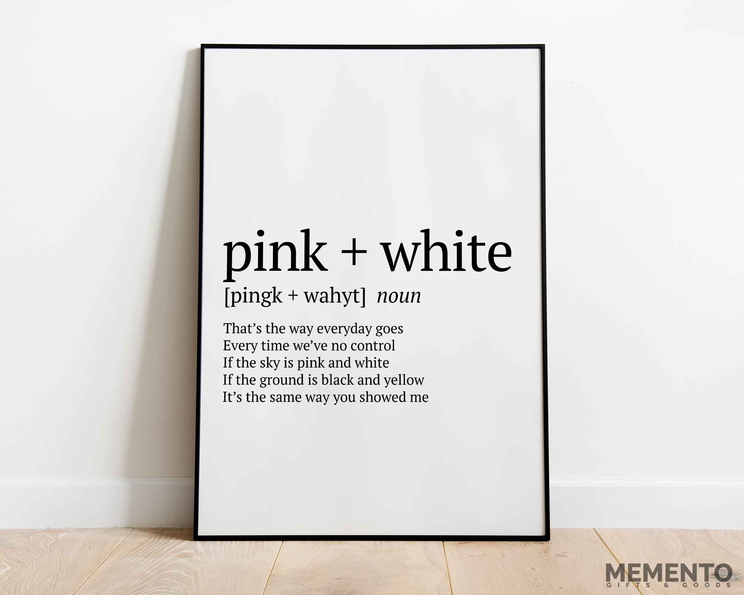 Pink White Dictionary Definition Blonde Lyrics Poster Etsy