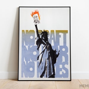 No Draft, No War, No Nukes Vintage Poster, Anti-War Propaganda Print, Peace Decor, Vintage Wall Art