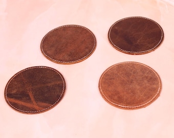 Posavasos de cuero personalizados, posavasos de cuero a medida, posavasos, regalo de inauguración de casa, regalos de boda, posavasos redondos de cuero, regalo de Navidad