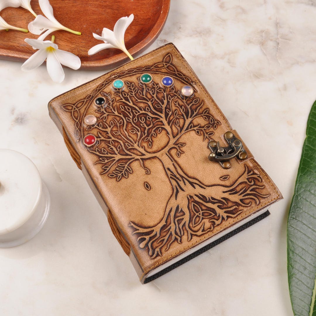 Emboss Noteook Emboss Leather Life of Tree Notebook Gifts, Leather Journal Blank Book ...