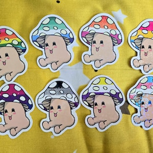 Vinyl Holographic Pride Flag Cute Mushroom Stickers 3 inch LGBTQA+
