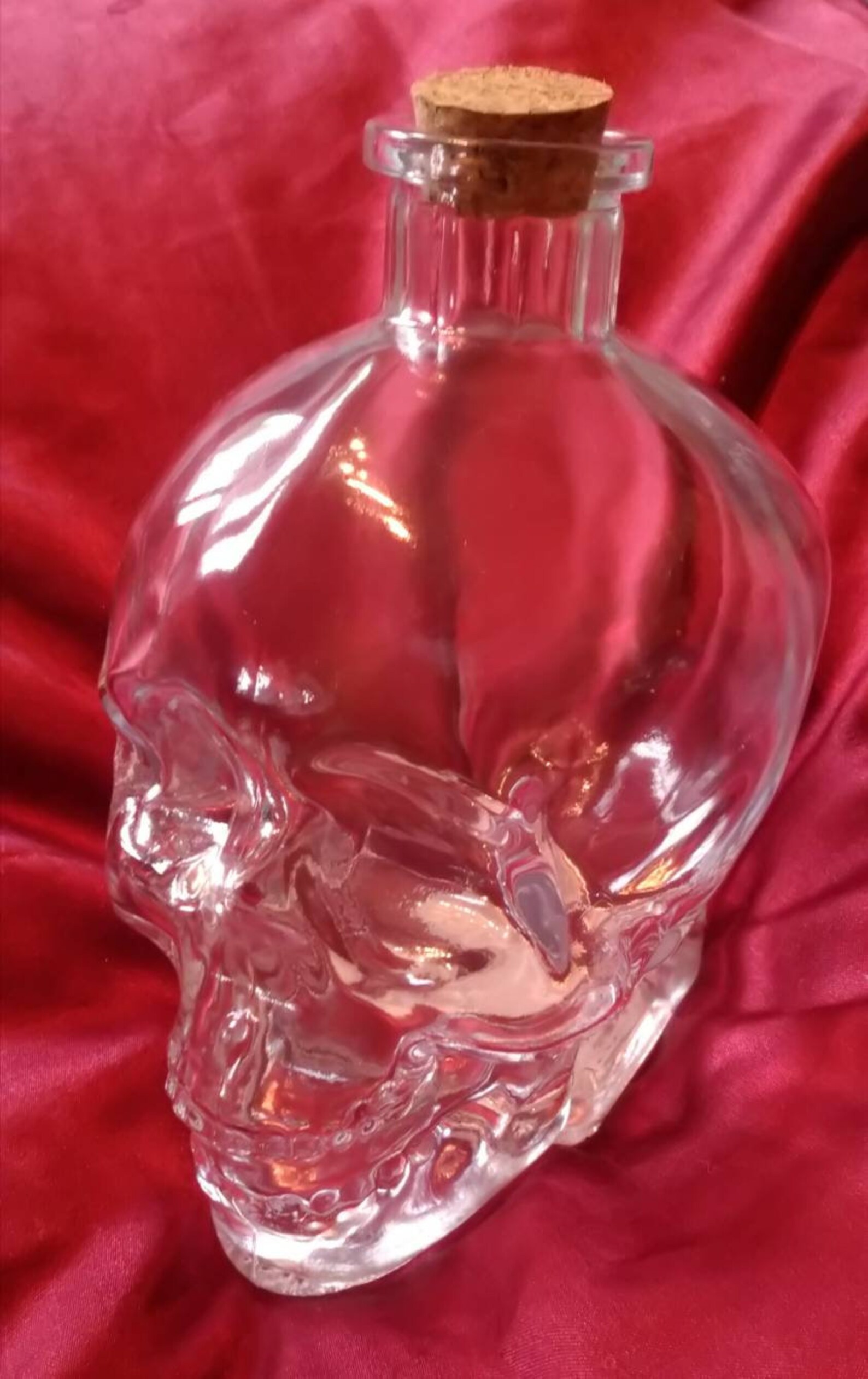 Clear glass skull jar with cork Etsy