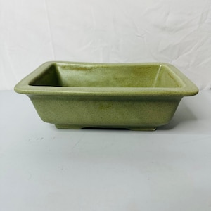 Vintage Haeger Pottery Grün gesprenkelter rechteckiger Übertopf USA MCM