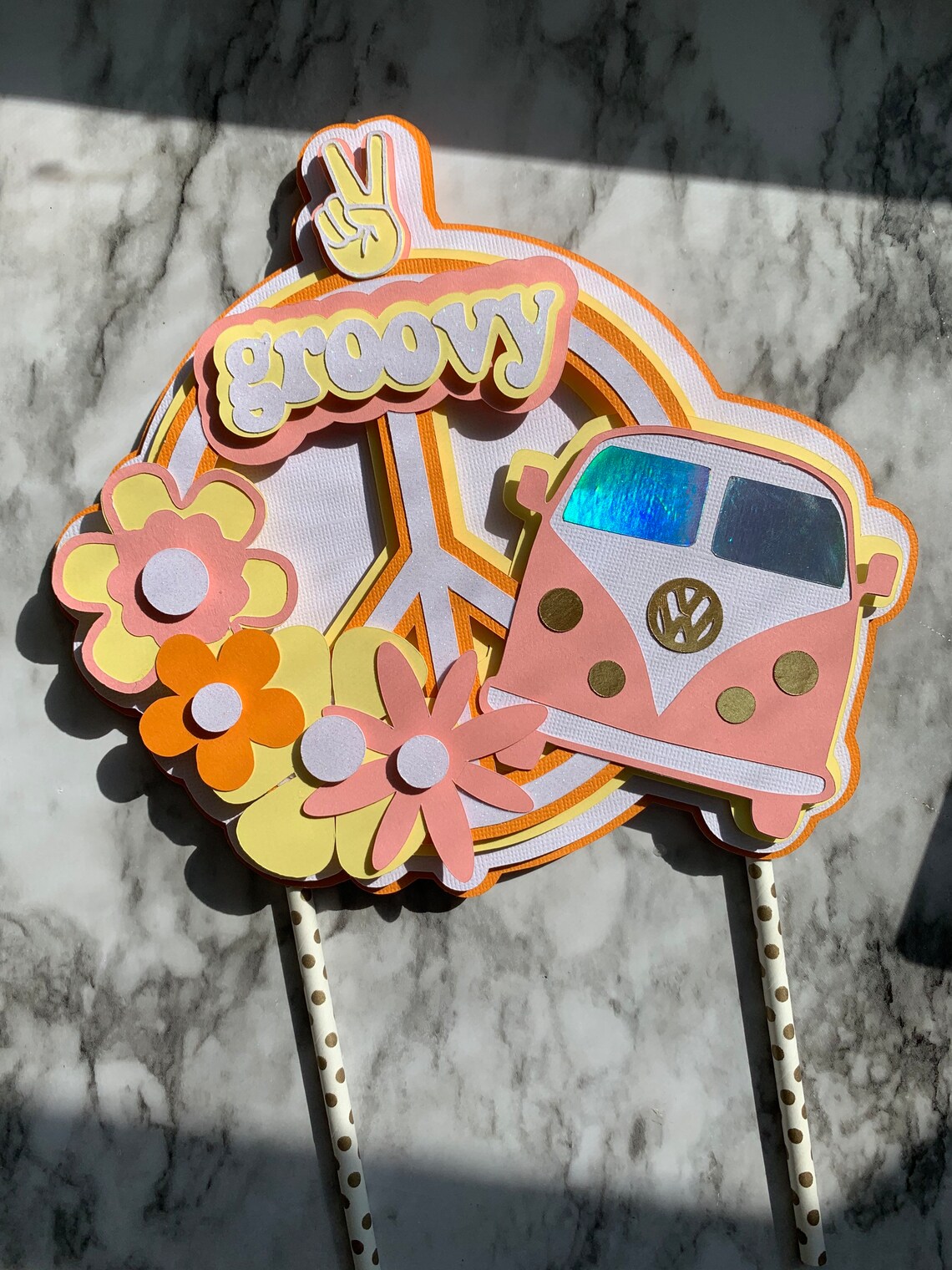 Hippie Cake Topper Groovy Cake Topper Etsy