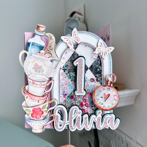 Onederland Cake Topper, Tea Party Cake Topper, Alice in Wonderland Inspired Cake Topper, Tea Party Decor