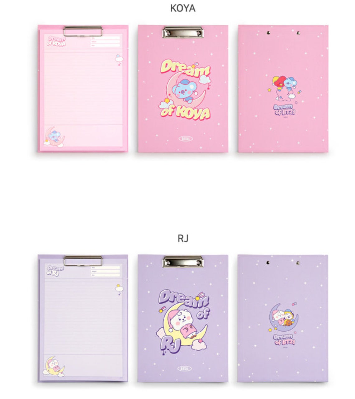 BTS BT21 Clipboard Notepad Set dream of baby Etsy