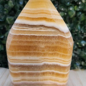 Orange Calcite Freeform, Orange Banded Calcite flame, free standing
