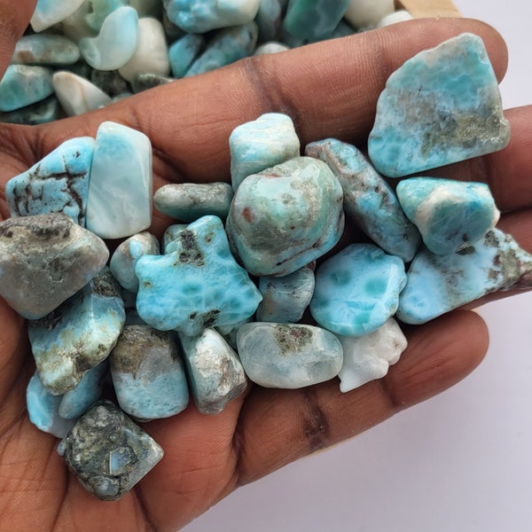 5pcs Natural Larimar Tumbles, Larimar Gemstone/Crystals, Blue Pectolite