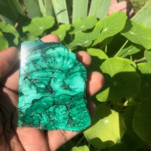 Dalles de malachite, tranches de malachite, malachite verte polie