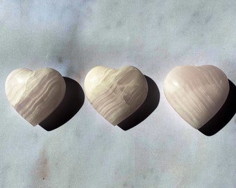 Pink Mangano Calcite hearts