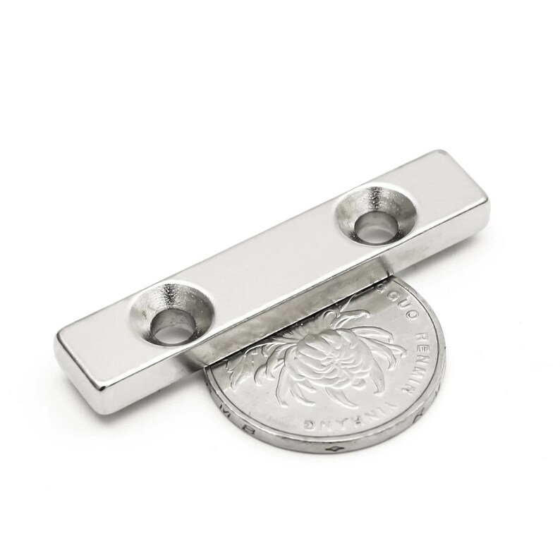 3pcslot 50x10x5mm Double Hole 5mm N35 Block Countersunk Square Neodymium Magnet Rare Earth Powerful Magnets 50*10*5-5-5mm
