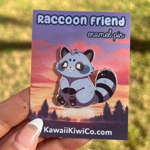 Kawaii Raccoon Hard Enamel and printed Pin 1.5 inches | Acrylic Pin | Trash Panda | Collector pin | chibi enamel pin | Raccoon