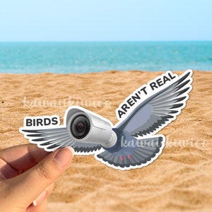 Birds aren't real water-resistant sticker funny Sticker Government surveillance Bird Watching Goes Both Ways Matte finish image 1