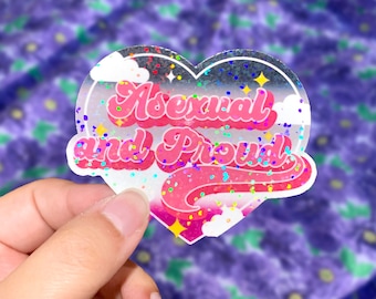 Asexual and Proud Pride notebook Sticker | Pride sticker | Asexual Sticker | Pride month | LGBTQ pride Sparkly, Glossy, or matte