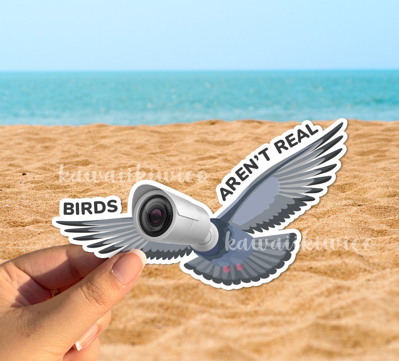 Birds aren't real water-resistant sticker funny Sticker Government surveillance Bird Watching Goes Both Ways Matte finish image 1