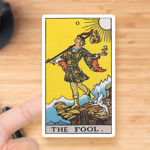 The Fool Rider-Waite Tarot Card Major Arcana water-resistant sticker | Witchcraft Sticker | Psychic sticker