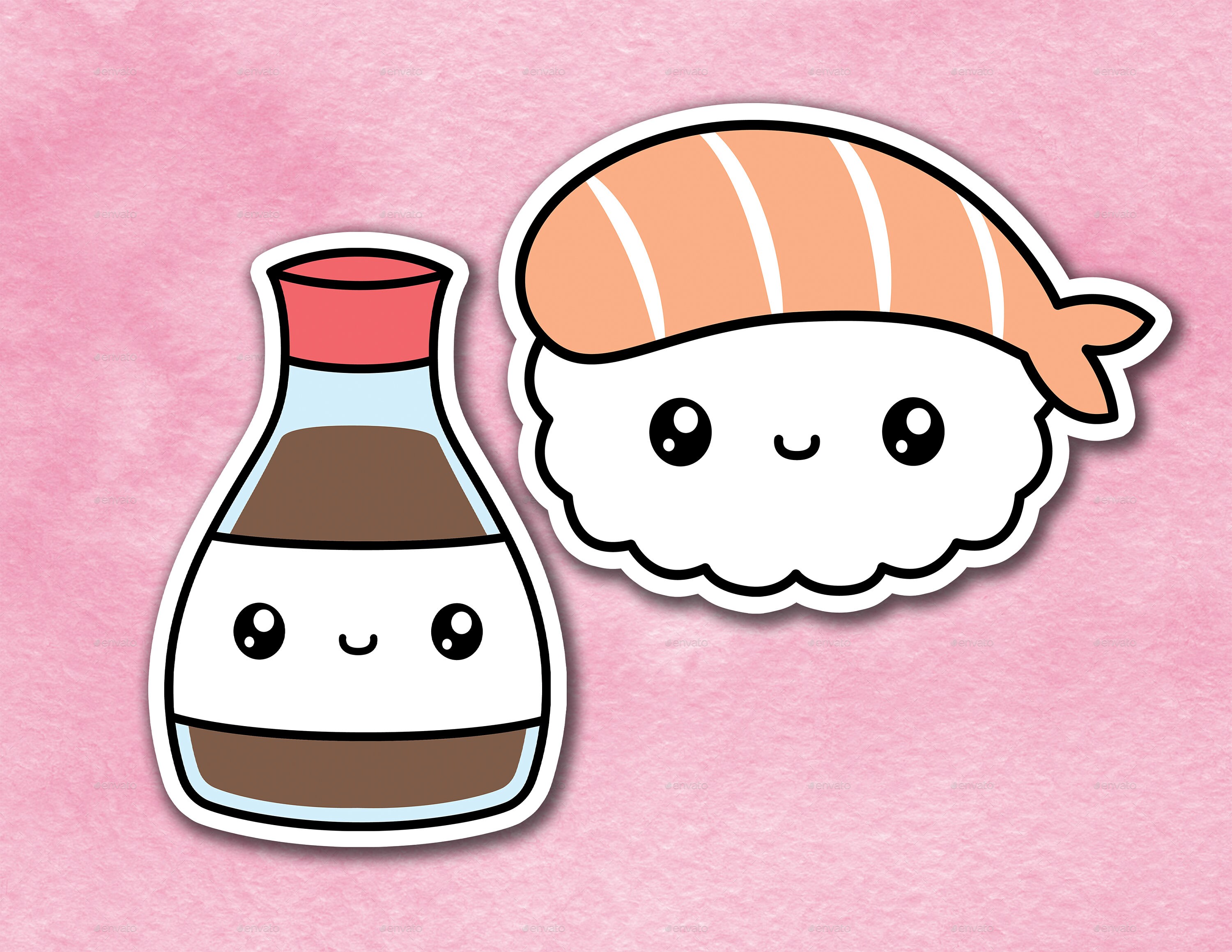 Sticker Set Soy Sauce and Nigiri Sushi Couple's Sticker Etsy