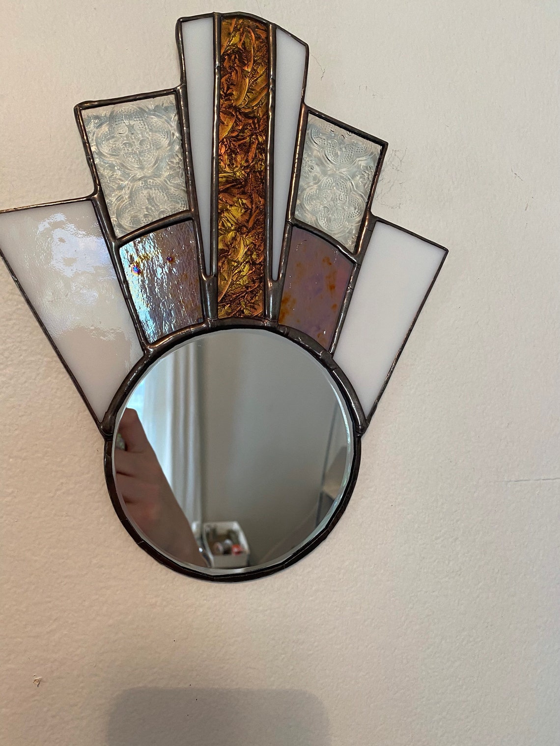 Art Deco Amber Stained Glass Mirror Suncatcher/ Wall Art | Etsy