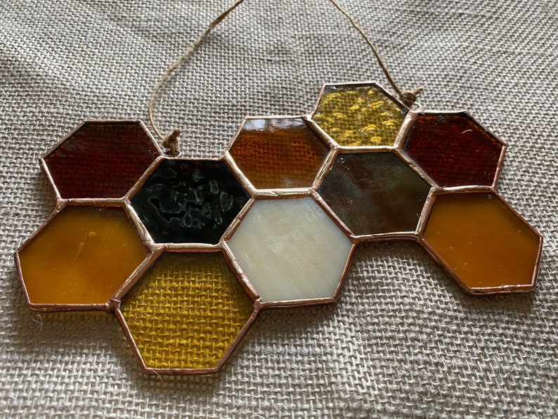 Honeycomb Stained Glass Sun Catcher Wall Hanging