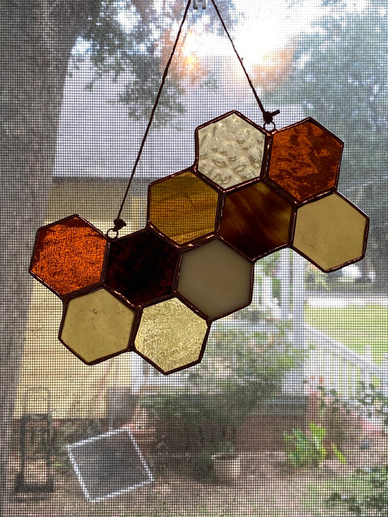 Honeycomb Stained Glass Sun Catcher Wall Hanging