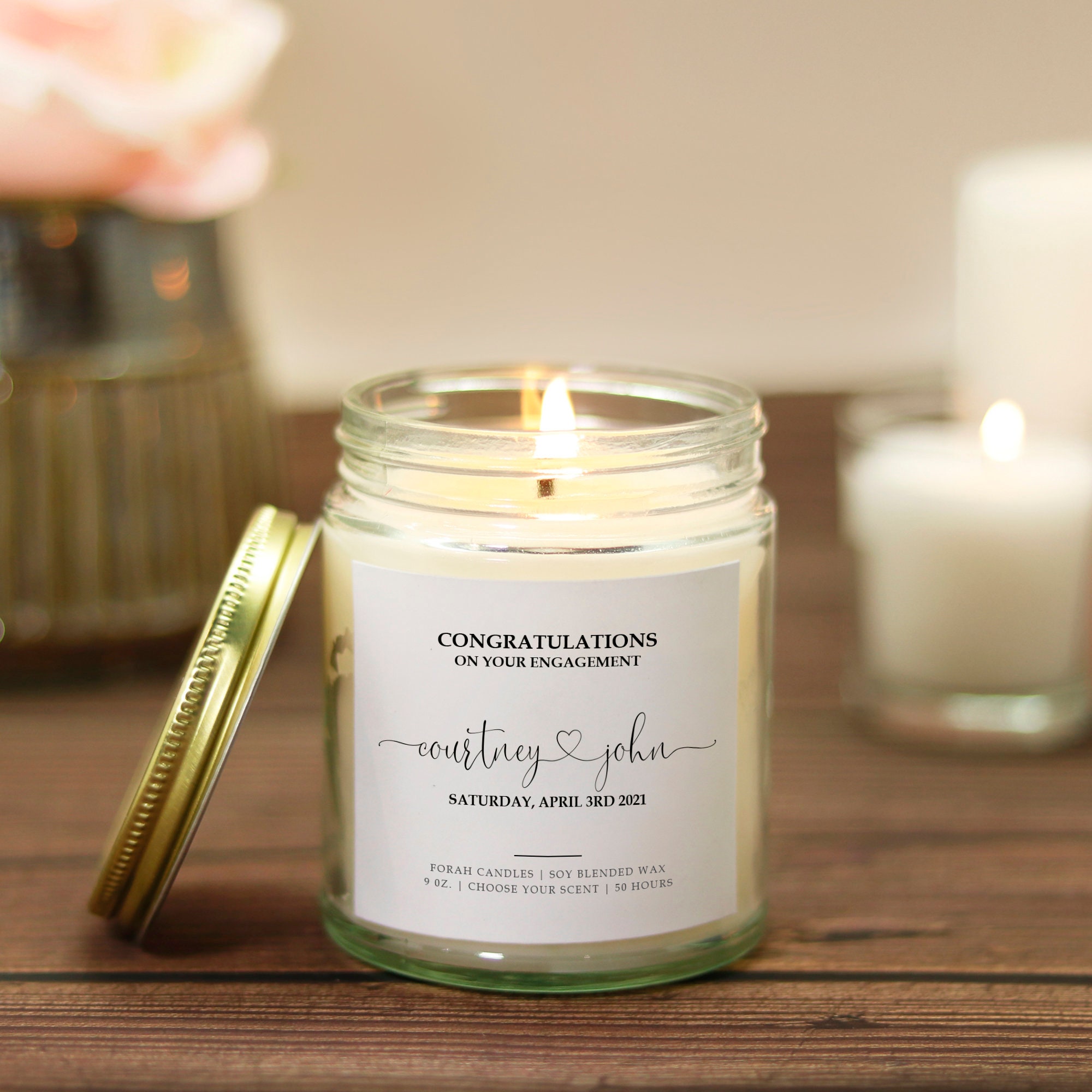 Engagement Gift Candle Personalized Engagement Candle Etsy