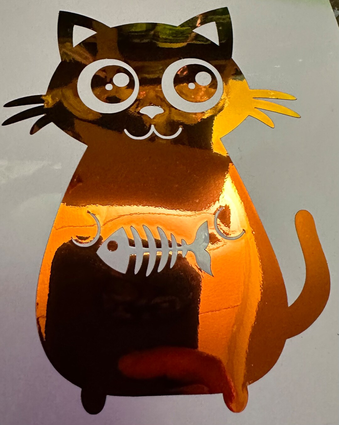 Kitty With Fish Vinyl Decal - Etsy
