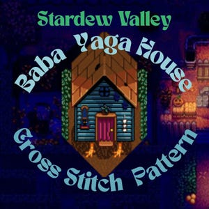 Stardew Valley Baba Yaga Haus Kreuzstich Muster PDF – gemütliches Bauernhaus Videospiel Stickdatei