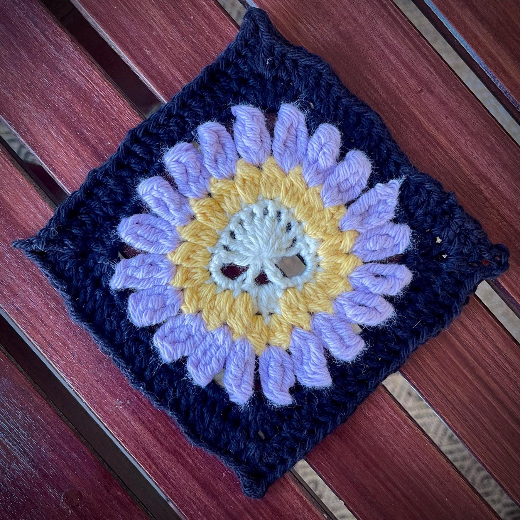 Flower Skull Granny Square Crochet Pattern PDF
