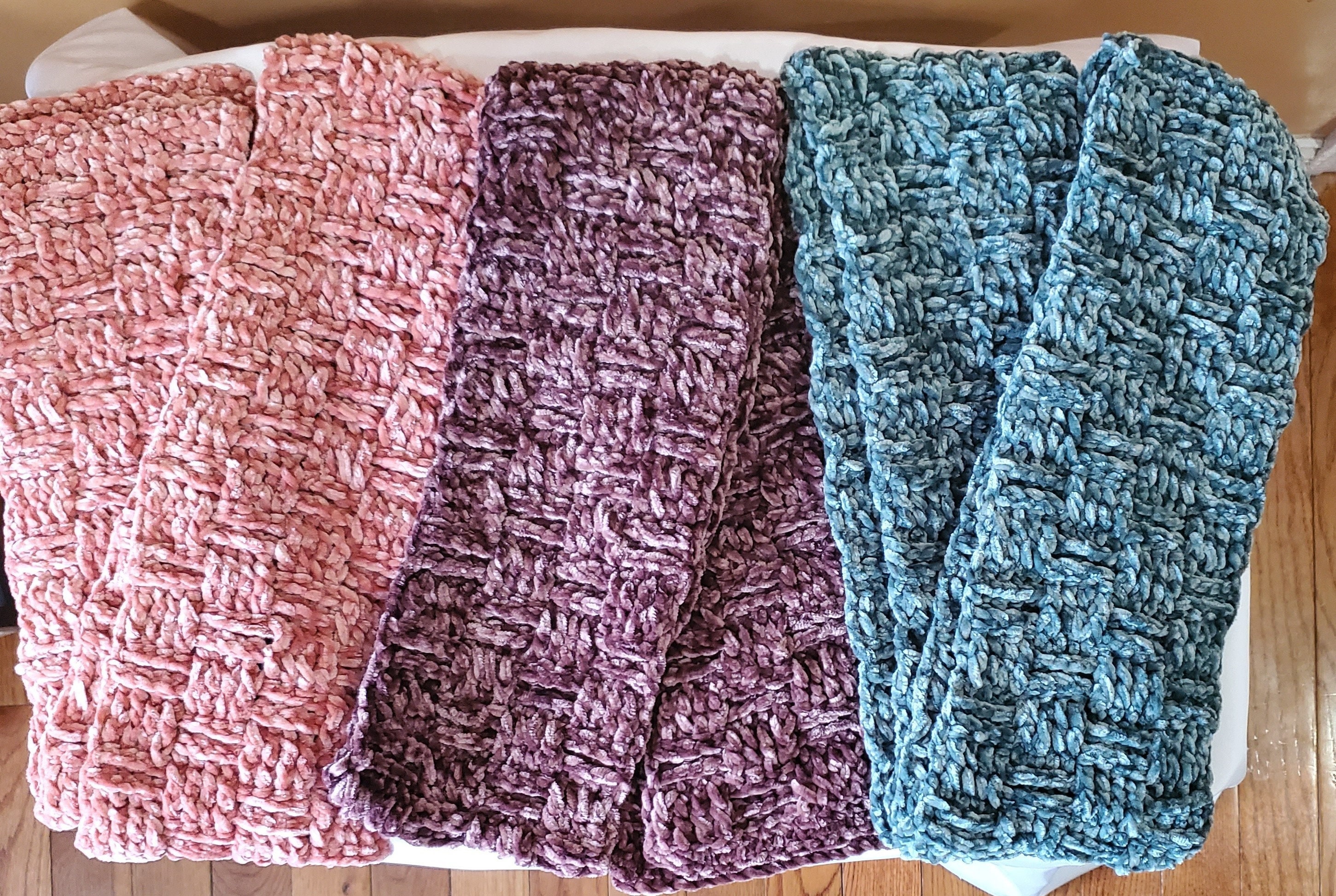 Velvet Scarf, Knit/crochet, Hand Knit, Gray Scarf, Comfy, Soft