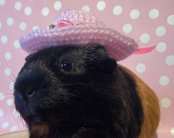 Guinea pig sun hat with ribbon flowers, hand made, choice of colours