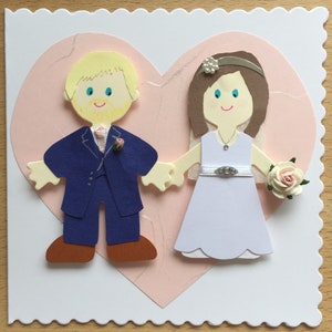 Jolie carte personnalisée de mariage/anniversaire/Noël pour les mariés - Fait main.