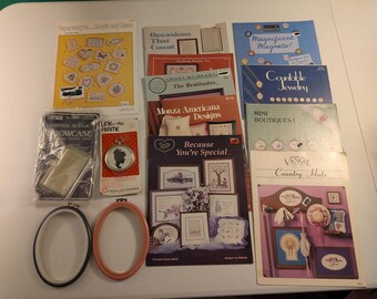 Vintage Grandmillennial Counted Cross Stitch Destash Lot - Patterns & Frames