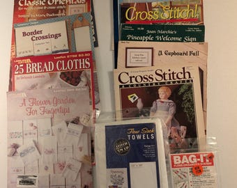 Vintage Country Kitchen Cross Stitch Pattern Lot - Bread Cloths Fingertips