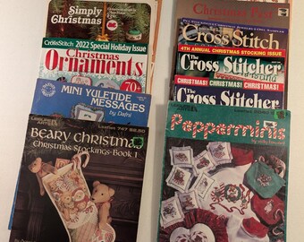 Vintage Holiday Cross Stitch Pattern Destash Lot - Leisure Arts CrossStitcher