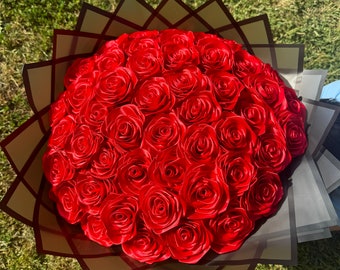 Eternal rose bouquet, handmade flowers, 50 rose ramo buchon, ever lasting flower arrangement