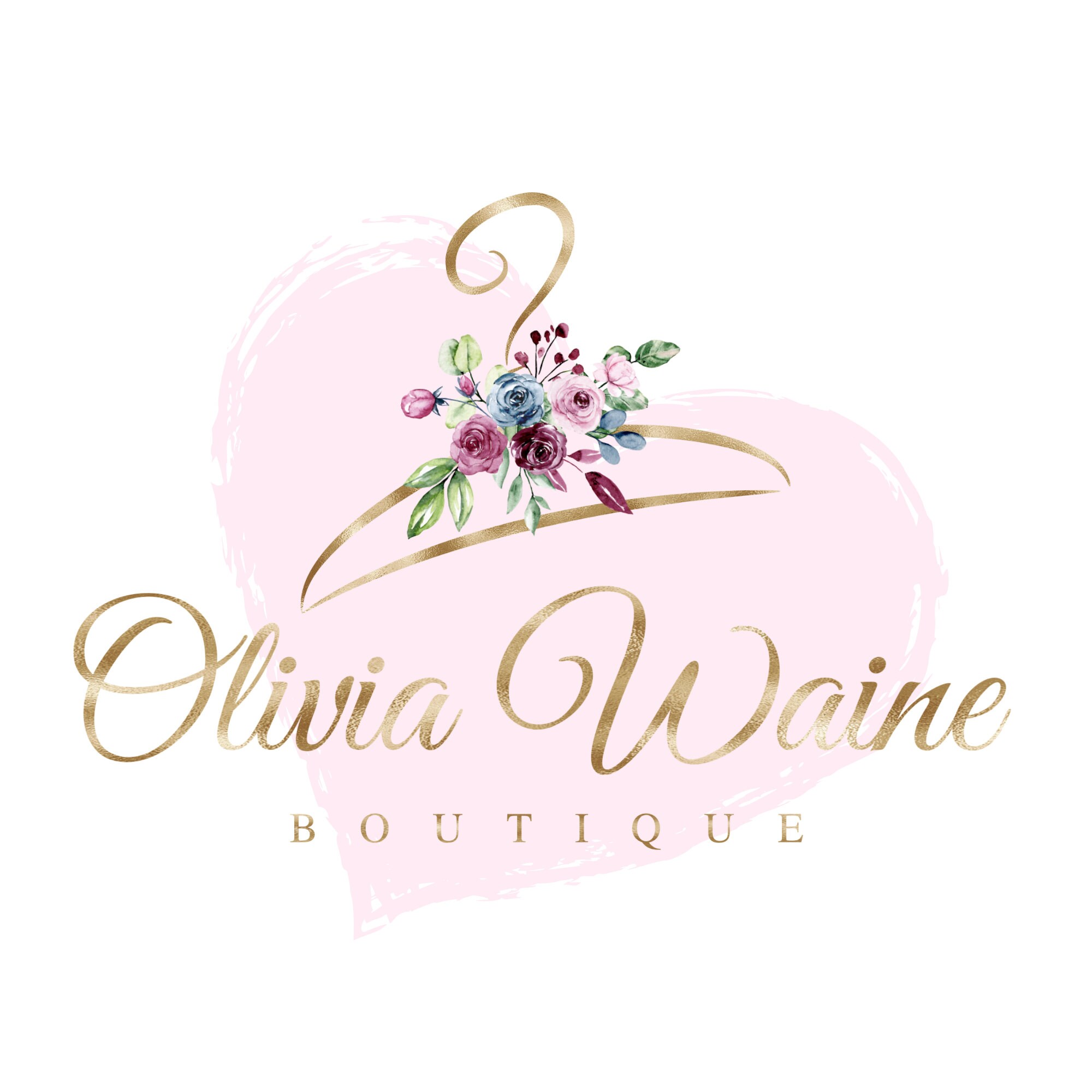 Flower Hanger Logo, Hanger Logo, Gold Hanger Logo, Boutique Logo Design