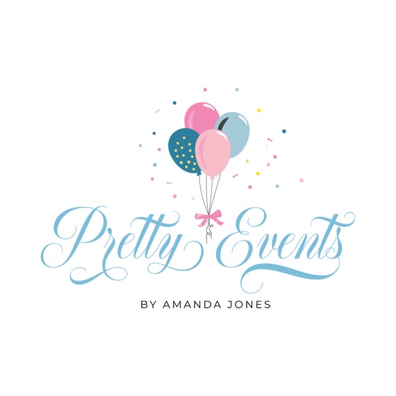 Balloons Event Logo Party Planning Confetti Premade Logo 