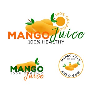 Premade Food logo design, Mango logo design, Fruit Logo design, Fruit logo, Premade logo organic, Beautiful fruit logo, food branding kit