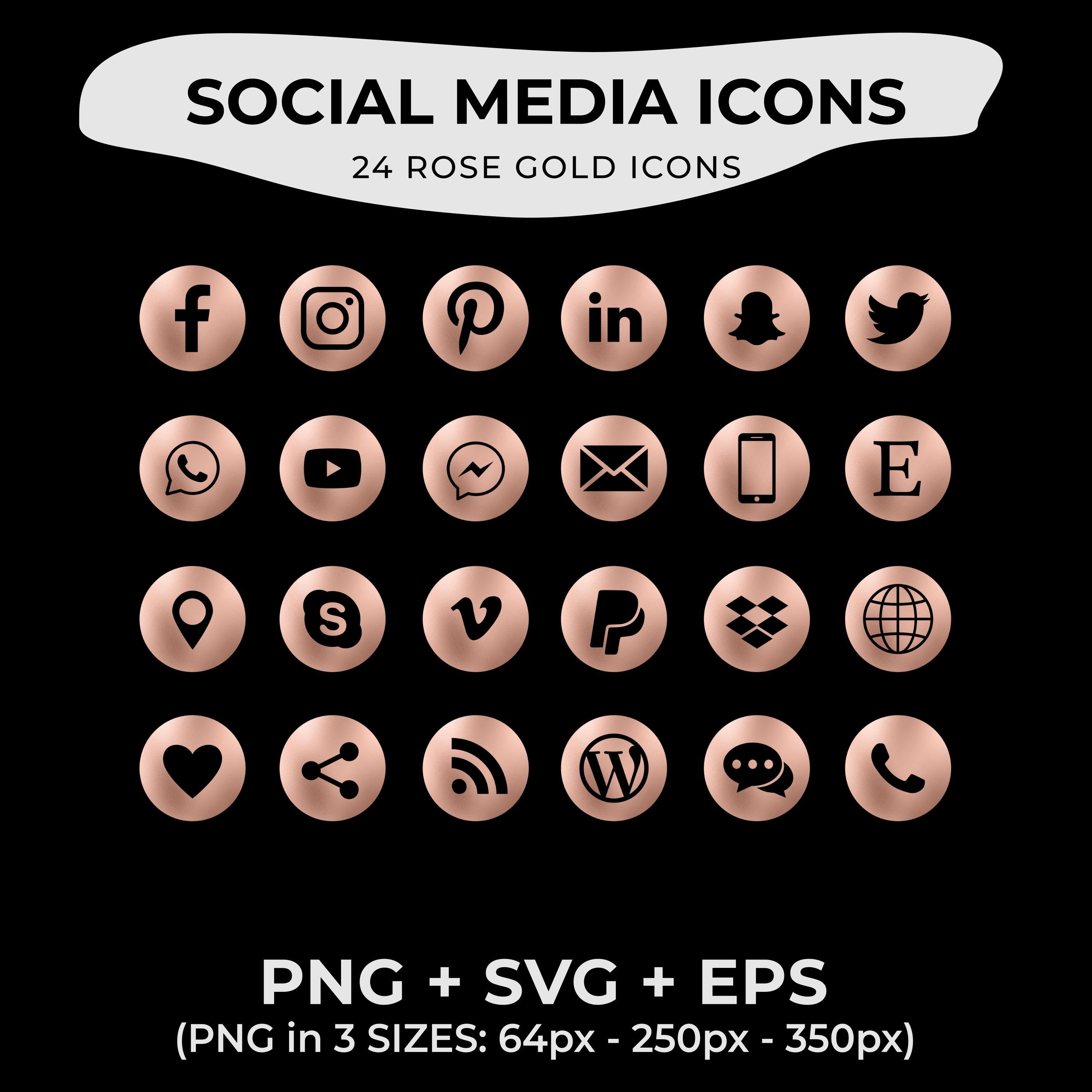 Rose Gold Social Media Icons PNG Social Media Icons Social -  Portugal