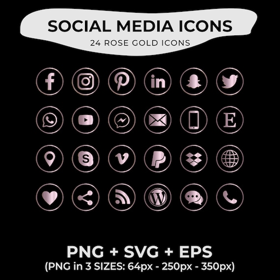 Rose Gold Social Media Icons PNG Social Media Icons Social -  Portugal