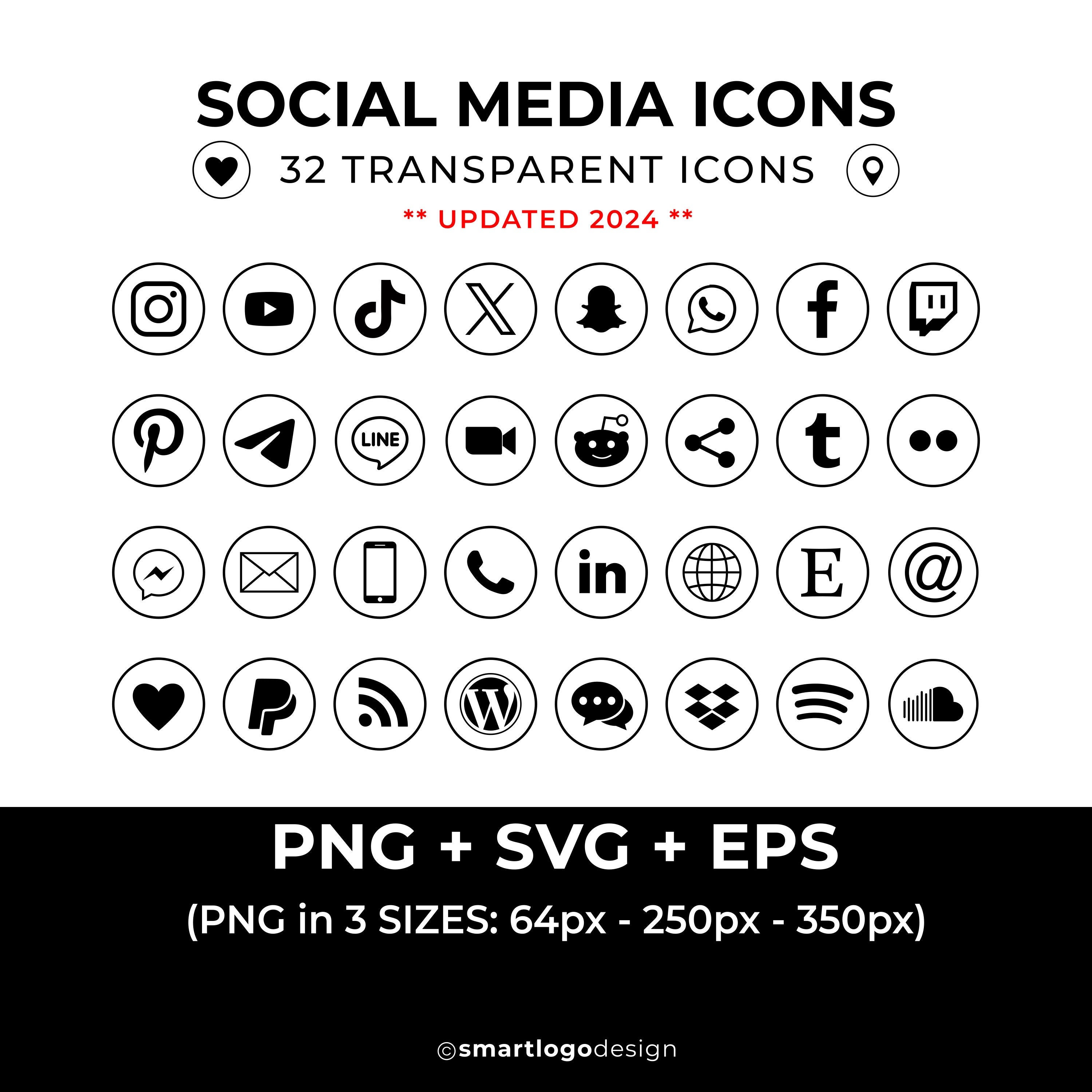 Black Social Media Icons PNG, SVG, EPS, Social Media Transparent Icons ...