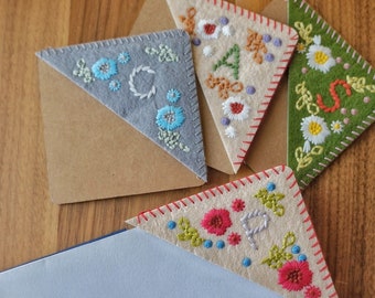 Personalized Hand Embroidered Corner Bookmark 26 Letters and 4 Seasons ...