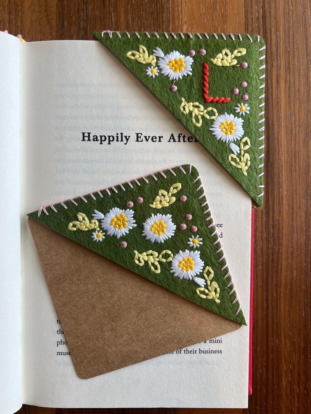 Personalized Hand Embroidered Corner Bookmark - Summer and Winter Set ...
