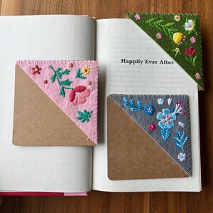 Cute Flower Embroidered Corner Bookmark - Shipping From USA - Felt ...