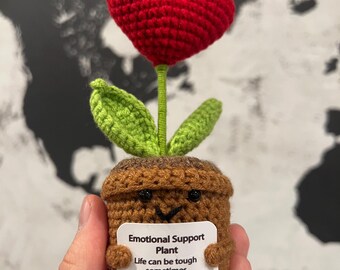 Handmade Crochet Heart - Emotional Support Plant - Birthday Gift - Desk Decor for Women - Gift for Her - Valentine's Day Gift